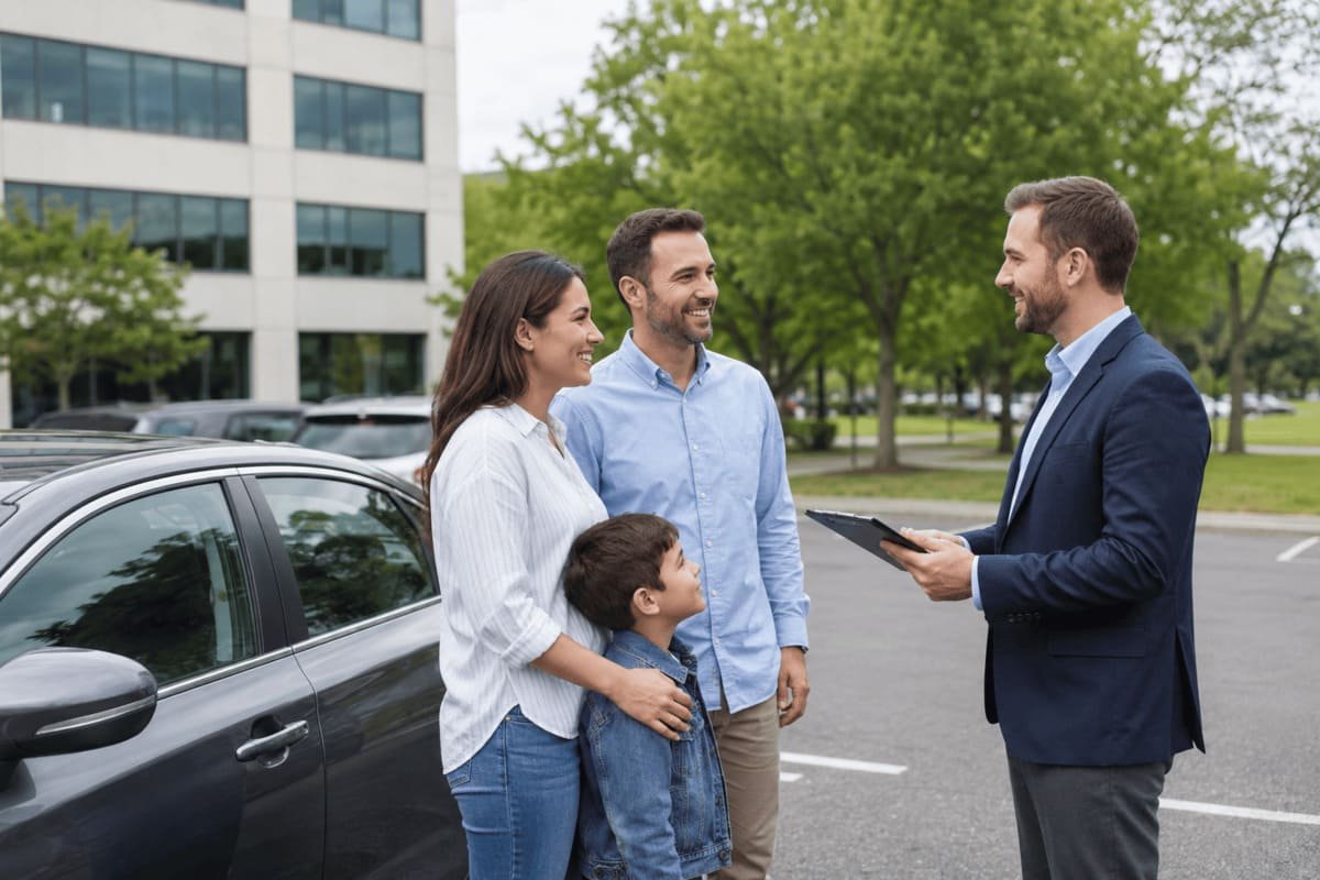 Couple comparing The Hartford auto and home insurance quotes by ZIP