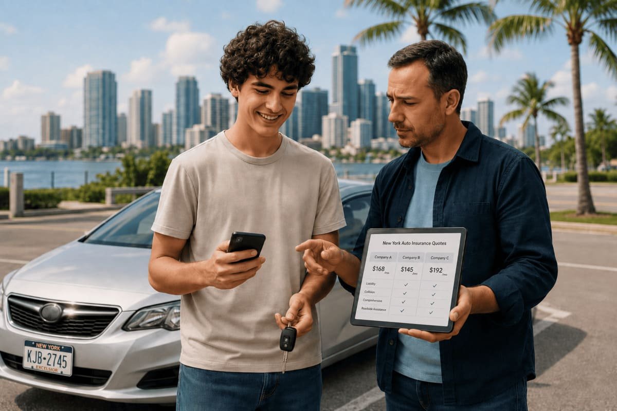 New York auto insurance quotes for new drivers by ZIP with household policy and carrier comparison