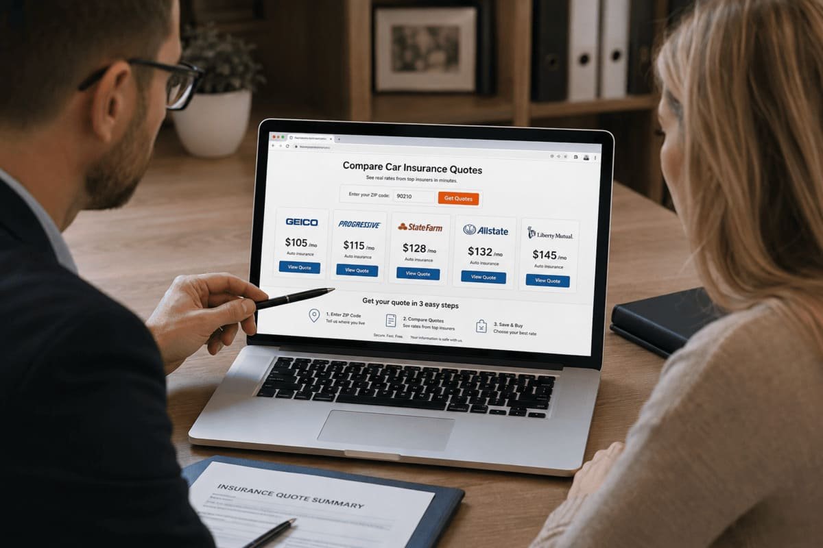 New driver comparing State Farm and Allstate auto insurance quotes in the United States
